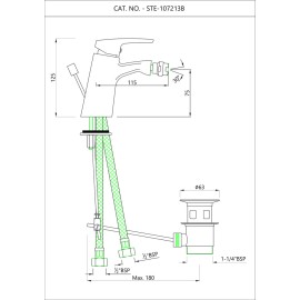 Single Lever 1-Hole Bidet Mixer with Popup Waste System