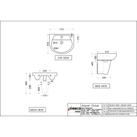 Wall Hung Basin with Half Pedestal