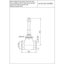 Reduced body of concealed stop cock Cold Only suitable for 15mm Pipe line