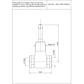 Reduced body of concealed stop cock Hot Only suitable for 15mm Pipe line