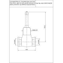 Reduced body of concealed stop cock Cold Only suitable for 15mm Pipe line