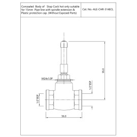 Concealed Body of stop cock Hot Only suitable for 15mm Pipe line